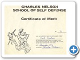 Carl's Certificate of Merit from training with Charlie Nelson